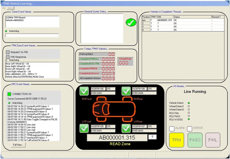 Typical PC Data Capture and diagnostic software supplied for Automated Test System