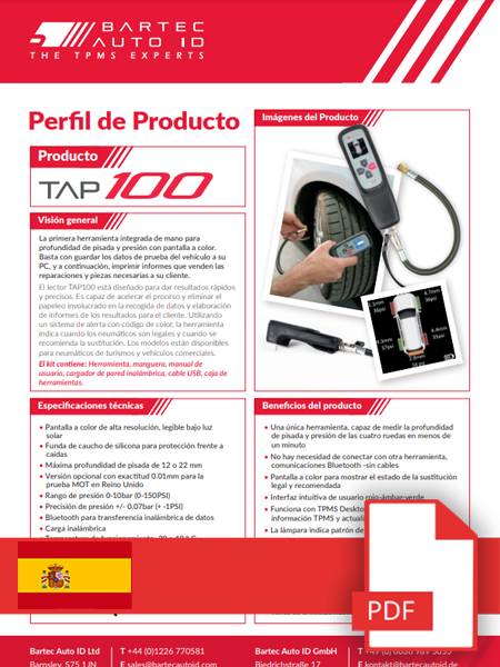TAP100 Scheda Dati Spanish