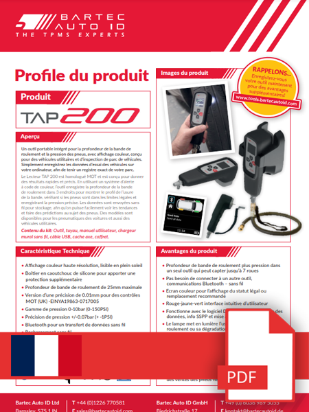 TAP200 Scheda Dati French
