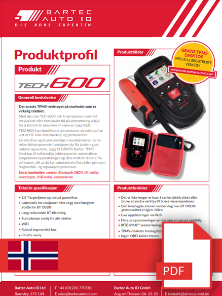 TECH600 Data Sheet Norwegian