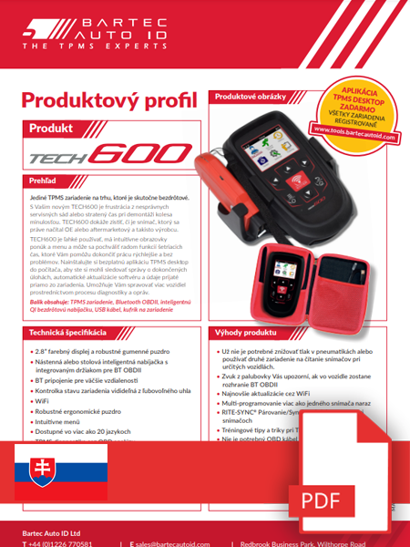 TECH600 Data Sheet Slovak
