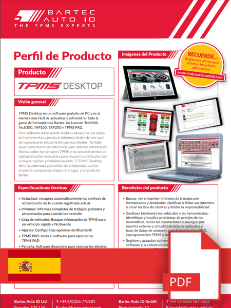 TPMS Desktop Produktdatenblatt Spanish