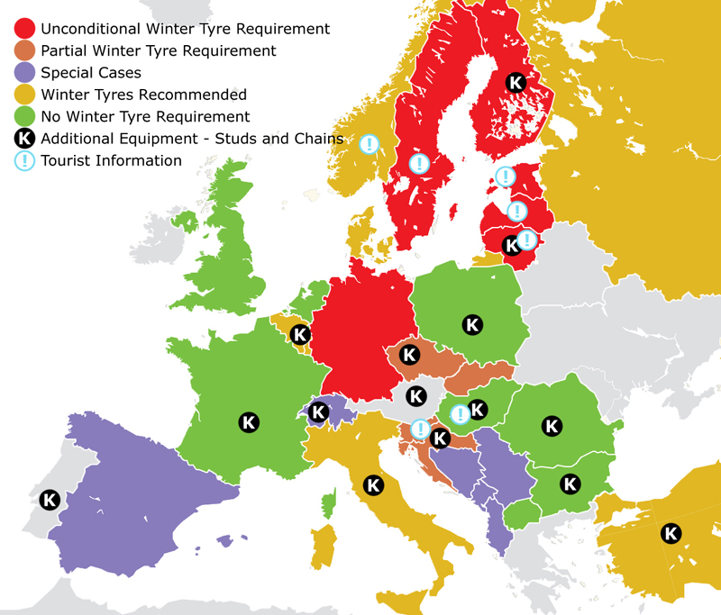 Winter Tyres Map Winter Tyres Map