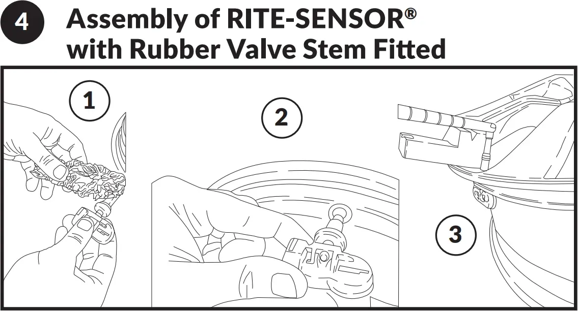 Step 4 TPMS sensor installation - fit the Rite-Sensor with rubber snap-in valve stem