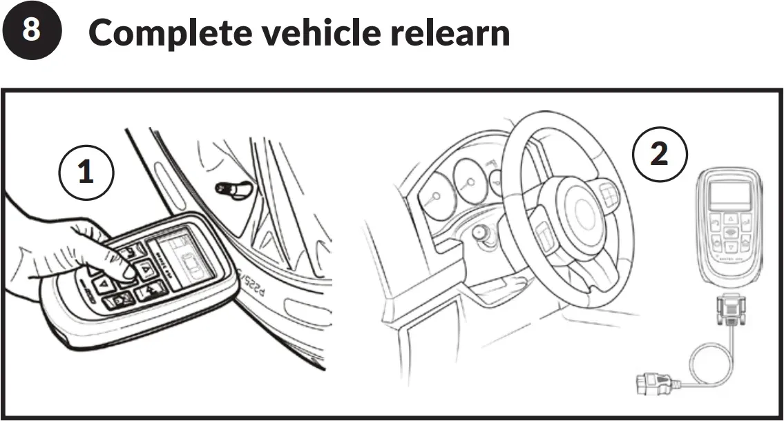Step 8 TPMS sensor installation - complete the vehicle TPMS relearn using a Bartec TPMS tool